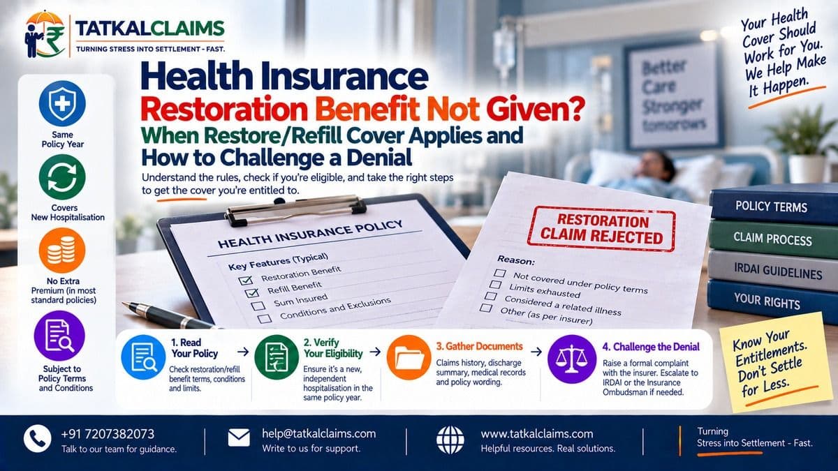 Health insurance restoration benefit denied for restore, recharge or refill cover