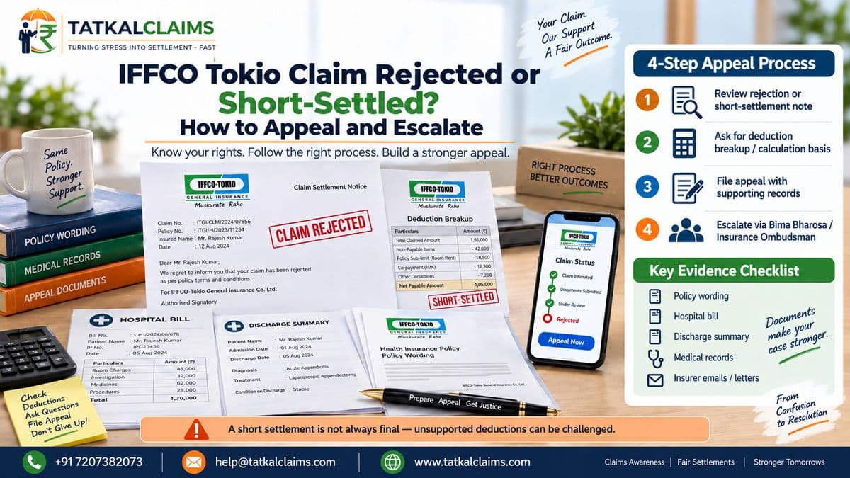 IFFCO Tokio claim rejected or short-settled appeal and escalation guide