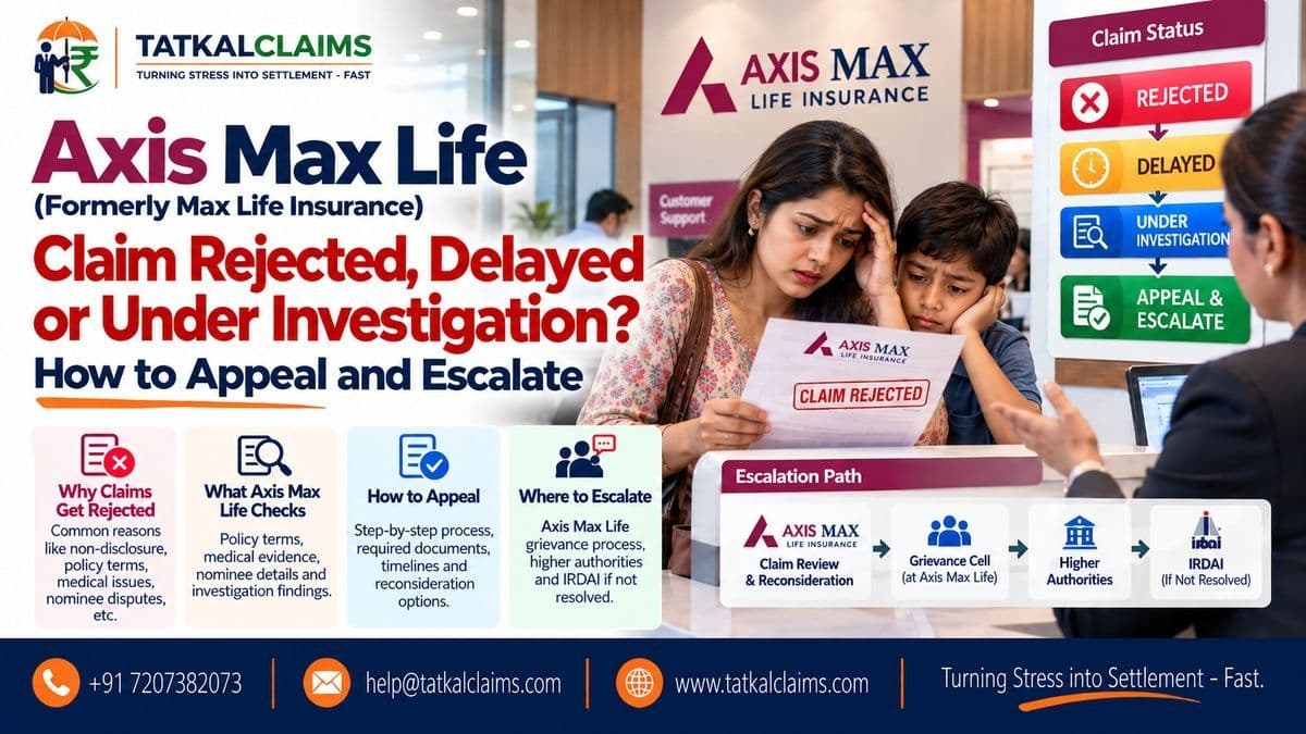 Axis Max Life, formerly Max Life, claim rejected, delayed or under investigation — claimant reviewing appeal and escalation options