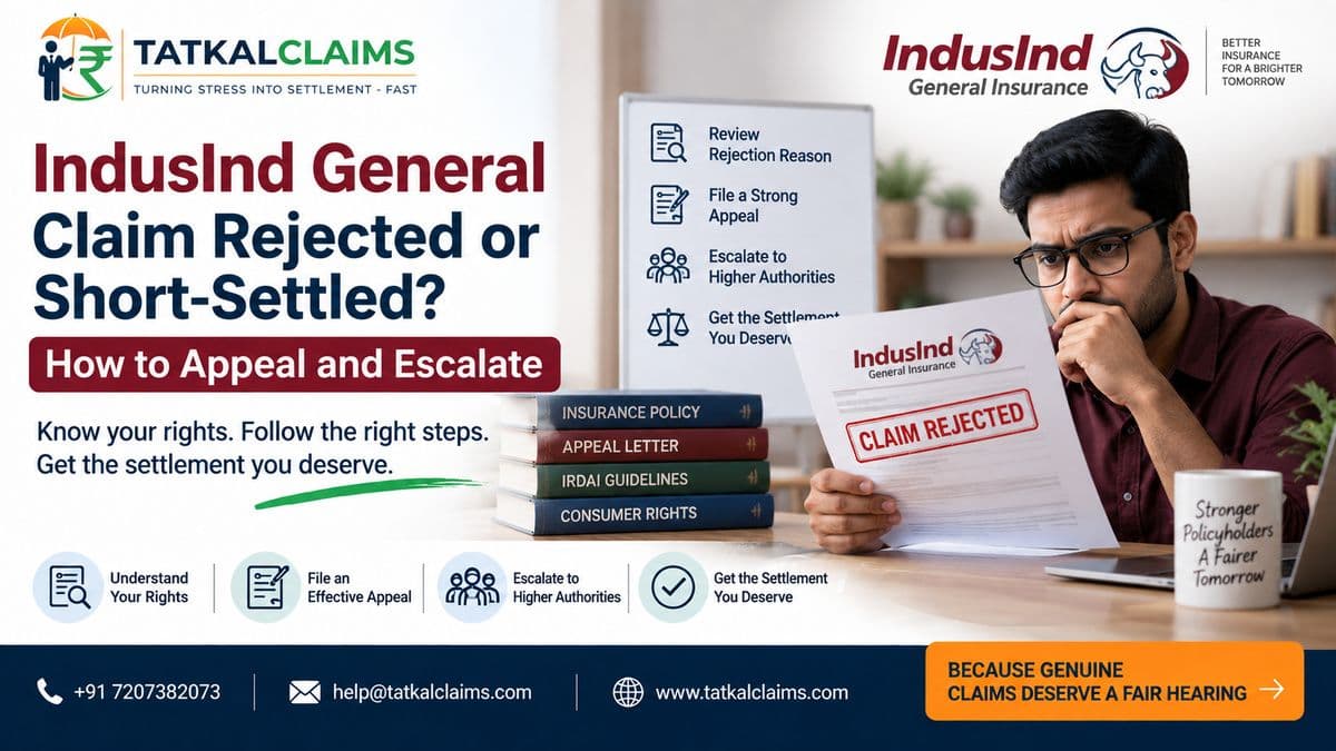 IndusInd General claim rejected or short-settled appeal and escalation guide