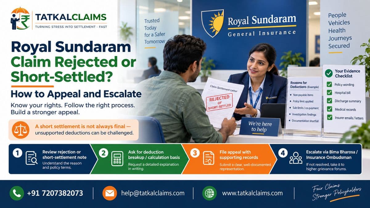 Royal Sundaram claim rejected or short-settled appeal and escalation guide