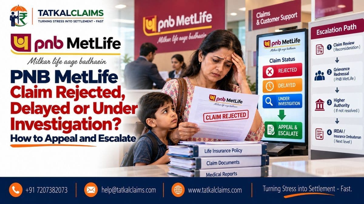 PNB MetLife claim rejected, delayed or under investigation — claimant reviewing appeal and escalation options