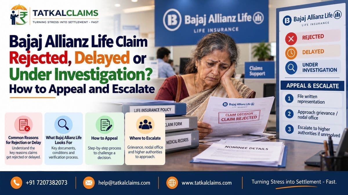 Bajaj Life, formerly Bajaj Allianz Life, claim rejected, delayed or under investigation — claimant reviewing appeal and escalation options
