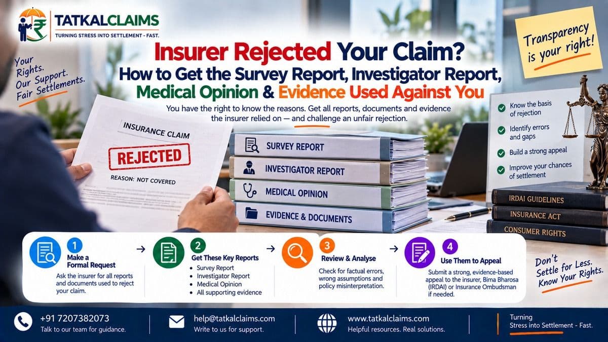 Insurance claim evidence guide for survey reports, investigator findings and medical opinions
