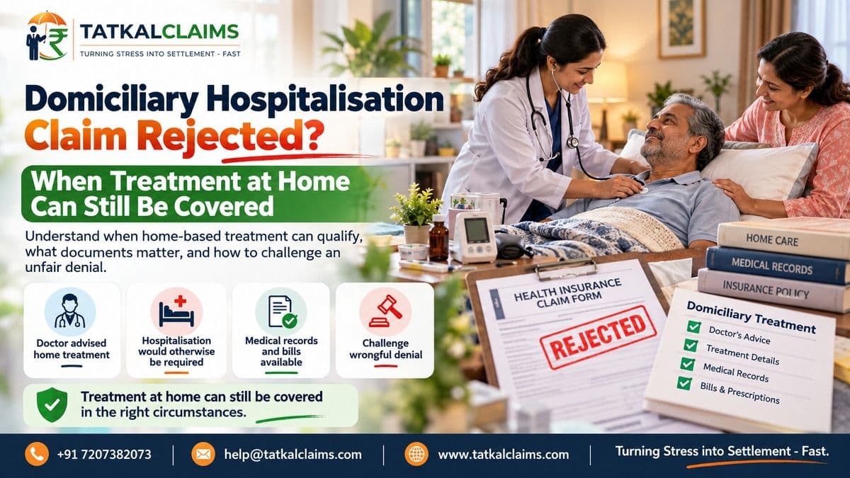 Health insurance policyholder receiving hospital-level treatment at home after a domiciliary claim rejection