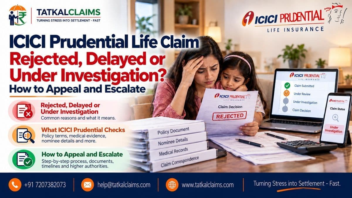 ICICI Prudential Life claim rejected, delayed or under investigation — claimant reviewing appeal and escalation options