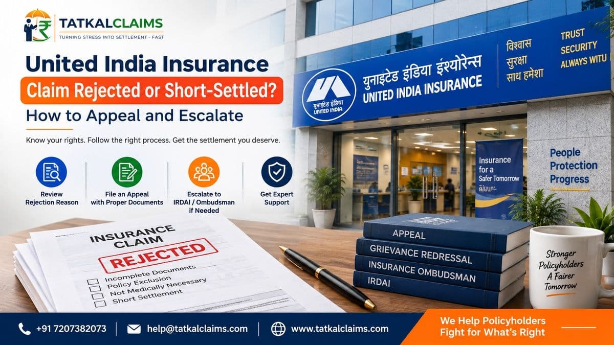 Tatkal Claims guide to appealing and escalating a rejected, delayed or short-settled United India Insurance claim in India