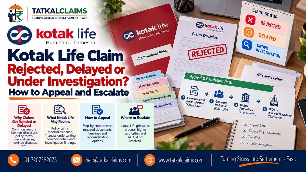 Kotak Life claim rejected, delayed or under investigation — claimant reviewing appeal and escalation options