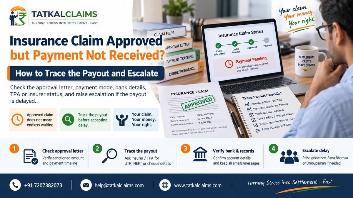 Insurance claim approved by insurer but payment not received by the policyholder