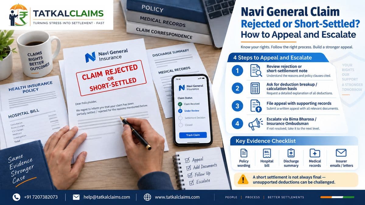Navi General claim rejected or short-settled appeal and escalation guide