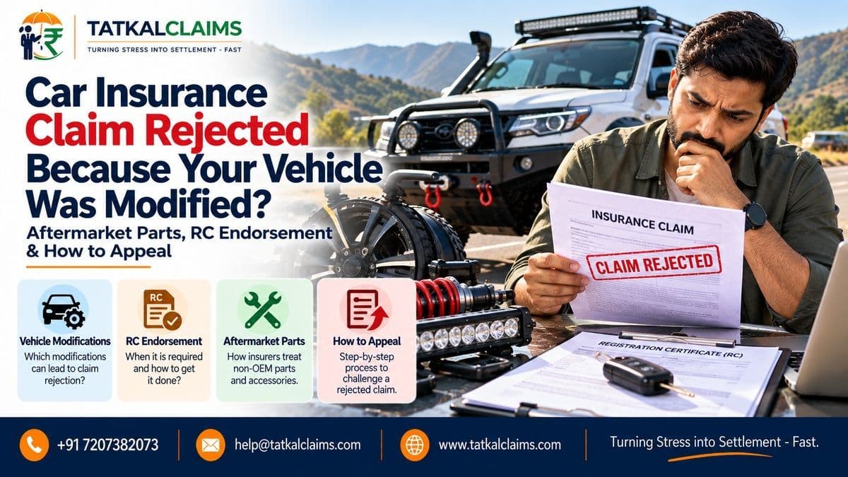 Modified vehicle being reviewed in a car insurance claim dispute involving aftermarket parts and RC endorsement
