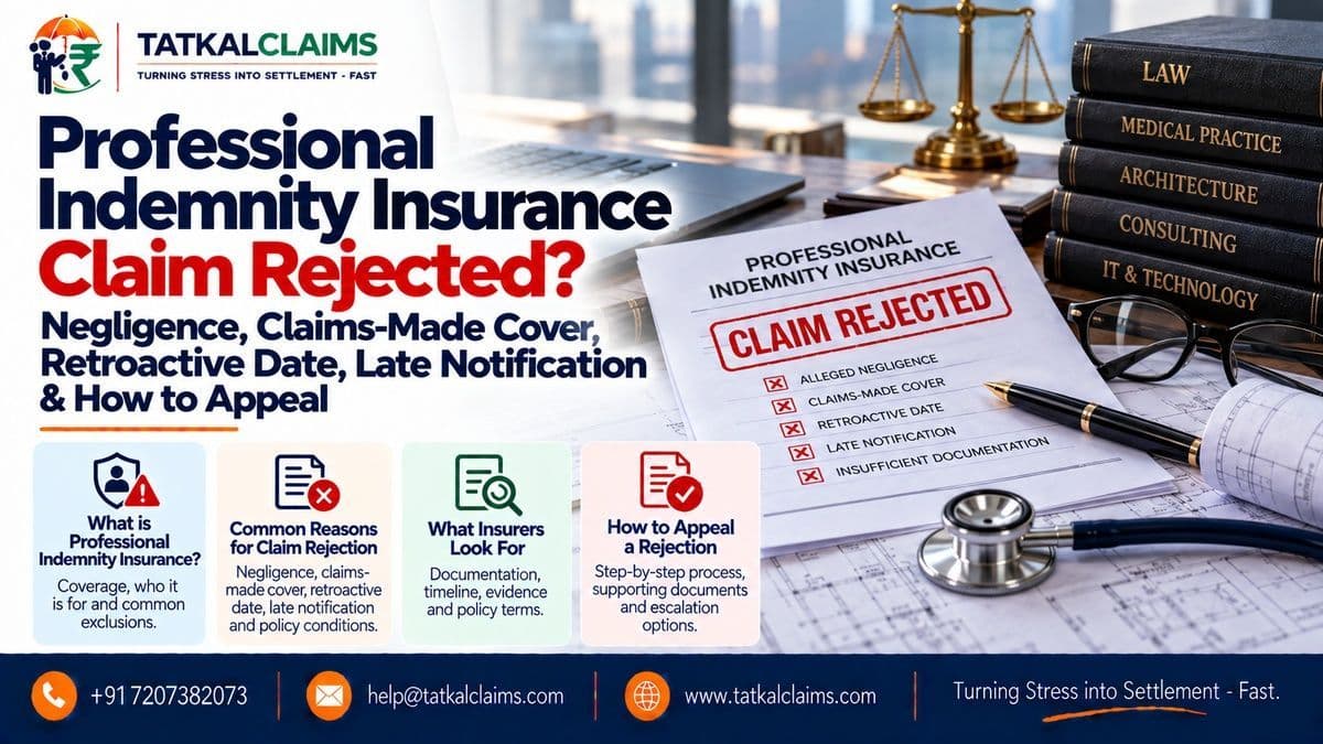 Professional reviewing a rejected professional indemnity insurance claim involving negligence, late notification and retroactive-date issues