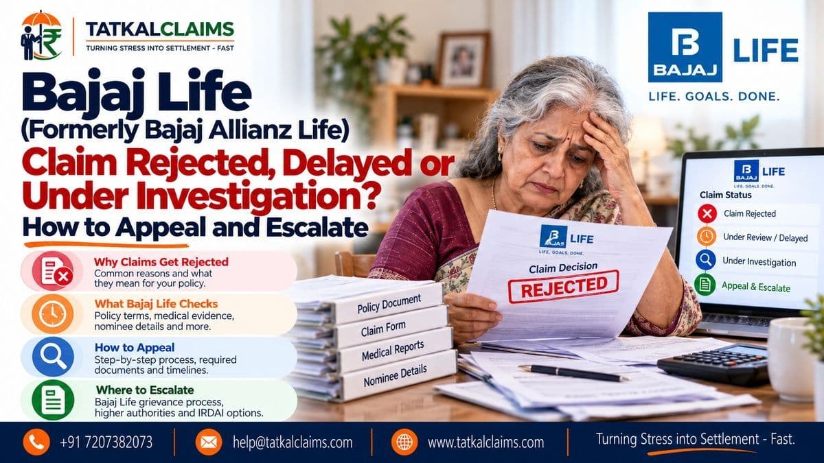 Bajaj Life, formerly Bajaj Allianz Life, claim rejected, delayed or under investigation — claimant reviewing appeal and escalation options