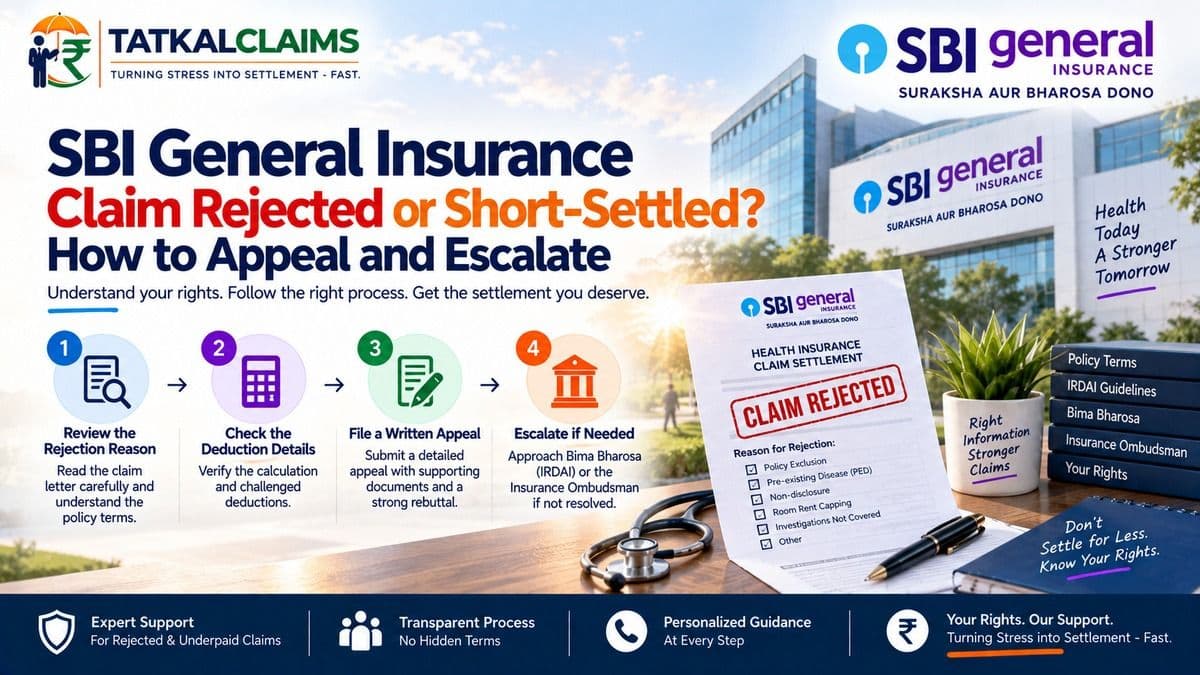 SBI General Insurance claim rejected or short-settled appeal and escalation guide