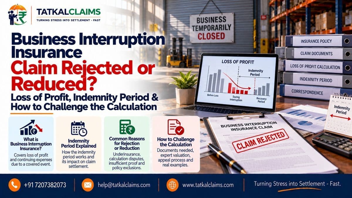 Business owner reviewing a reduced business interruption and loss-of-profit insurance settlement after insured property damage