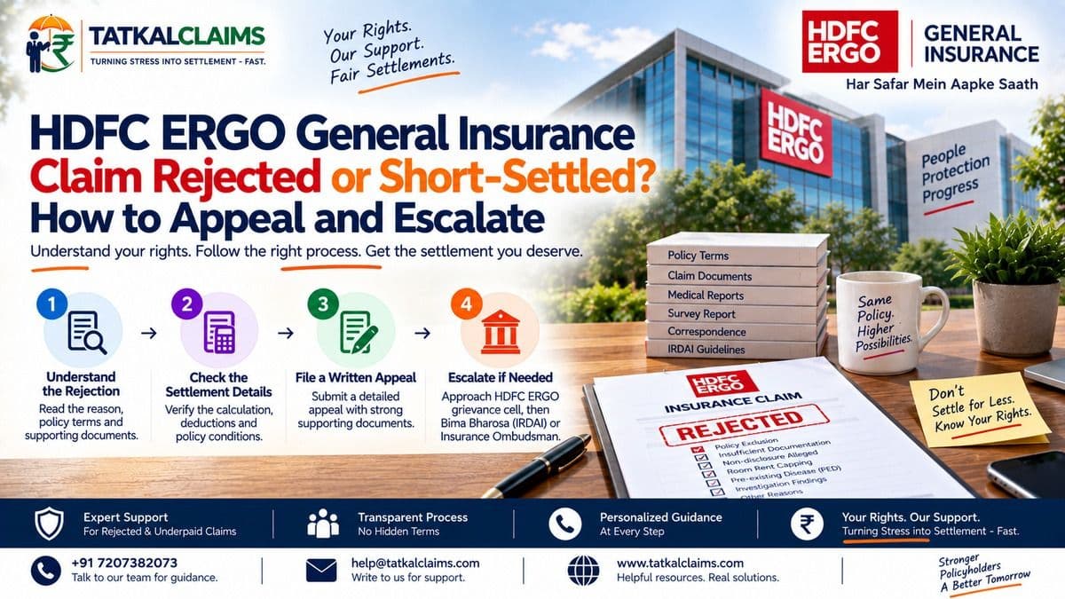 HDFC ERGO claim rejected or short-settled appeal and escalation guide