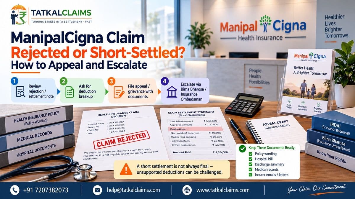 ManipalCigna Claim Rejected or Short-Settled? How to Appeal and Escalate
